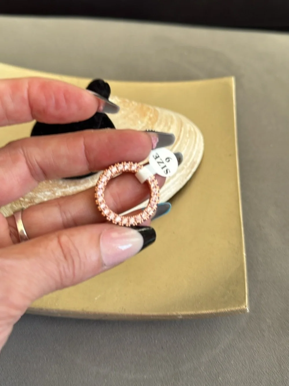 NEW 🔥 Rose Gold Plated Over Bronze Purple Pink CZ 9 Stackable Band Ring Jewelry